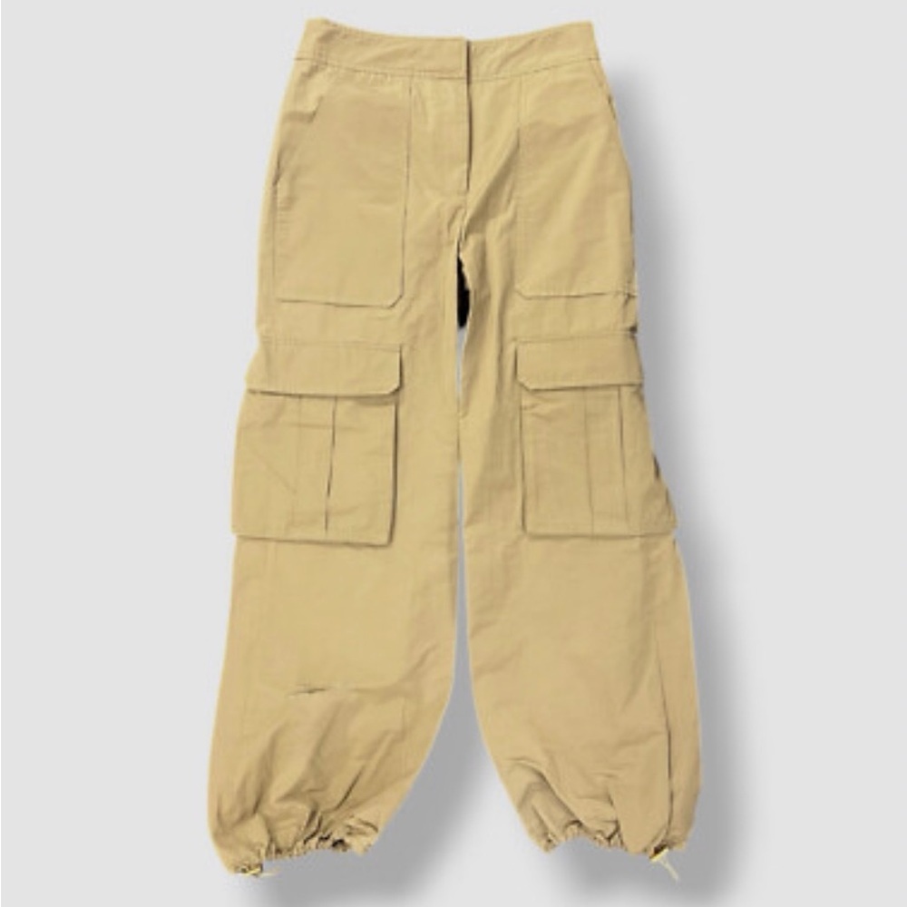Veronica Beard Beige Cargo Drawstring-Hem Pants